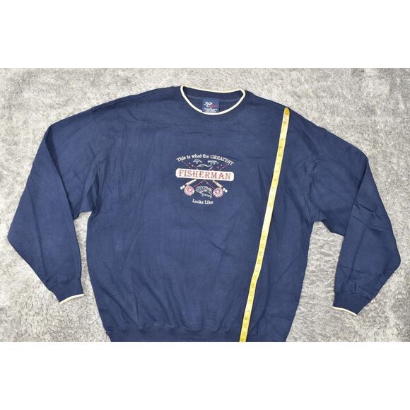 M&C Sport Fisherman Blue Pullover Sweater Crew Neck Big 2X, Cotton Blend - Picture 2 of 7